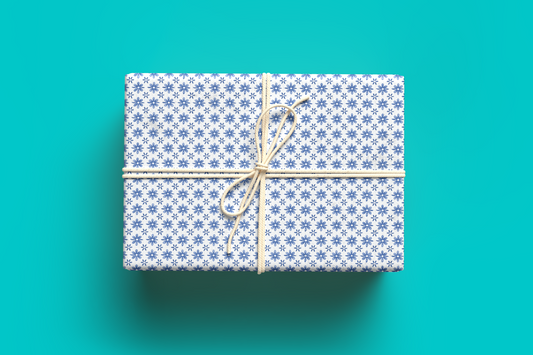 Blue and White Floral Wrapping Paper Sheets