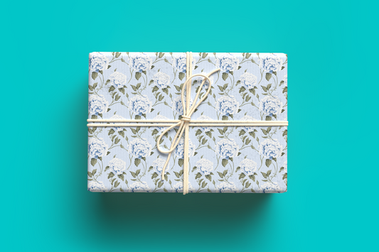 Blue and White Hydrangea Wrapping Paper Sheets