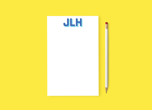 Custom Monogram 5.5" x 8.5" Notepad – Bold & Playful Color Block Font 🎨