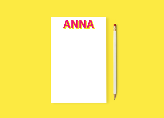 Custom 5.5" x 8.5" Notepad – Bold & Playful Color Block Font 🎨