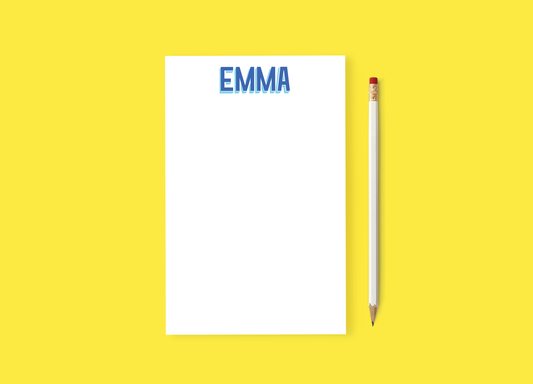 Custom Name 5.5" x 8.5" Notepad – Bold & Playful Color Block Font 🎨