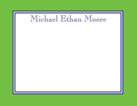 Green & Navy Border Flat Note