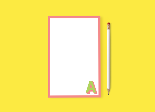 Personalized 5.5" x 8.5" Notepad – Stylish Initial Design with Drop Shadow ✨