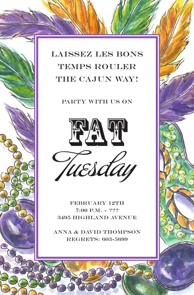 Mardi Gras Garb Invitation