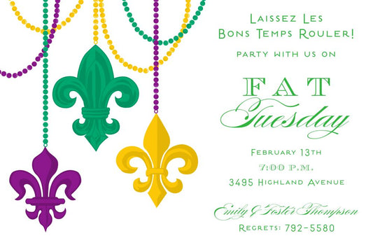 Beads & Fleur Mardi Gras Invitation