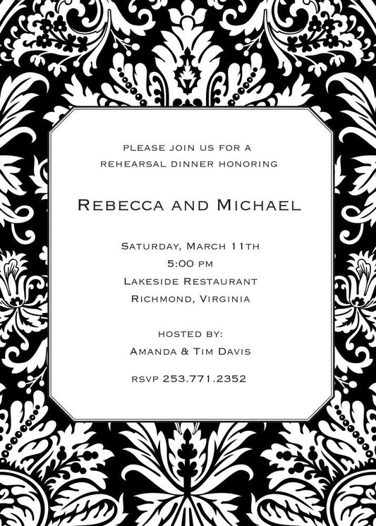 Black Damask Invitation